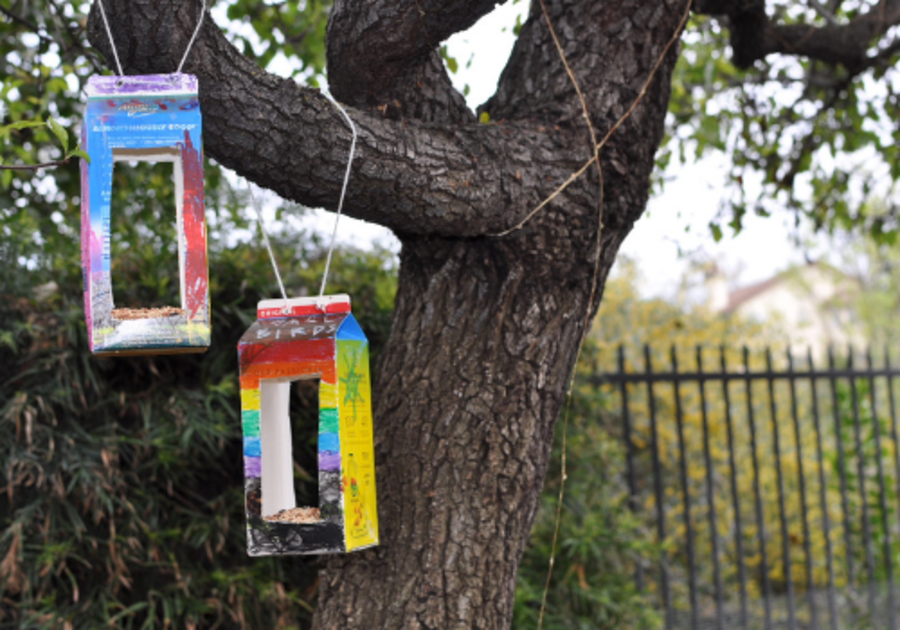 Recycled bird feeders