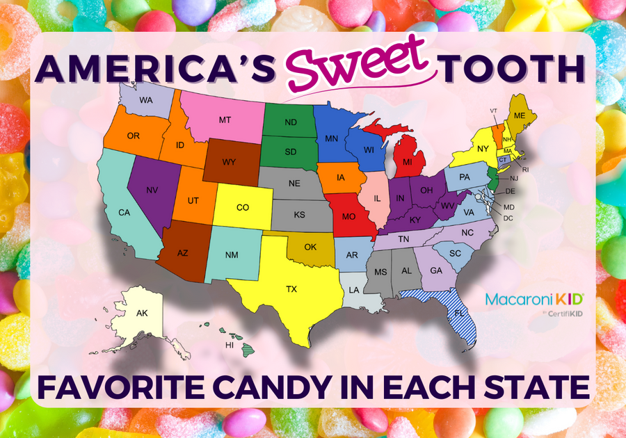 Map of the United States showing each state’s favorite Halloween candy